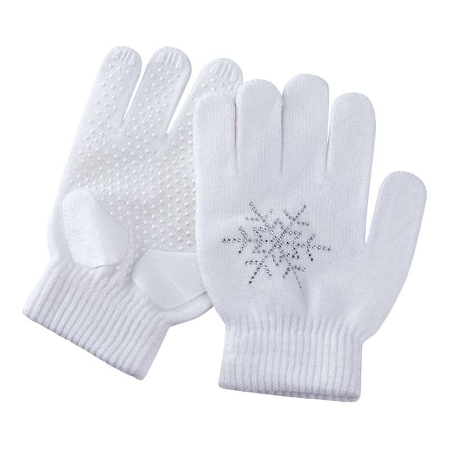 Warm Figure Skating Gloves with Rhinestones – Kids & Young Girls