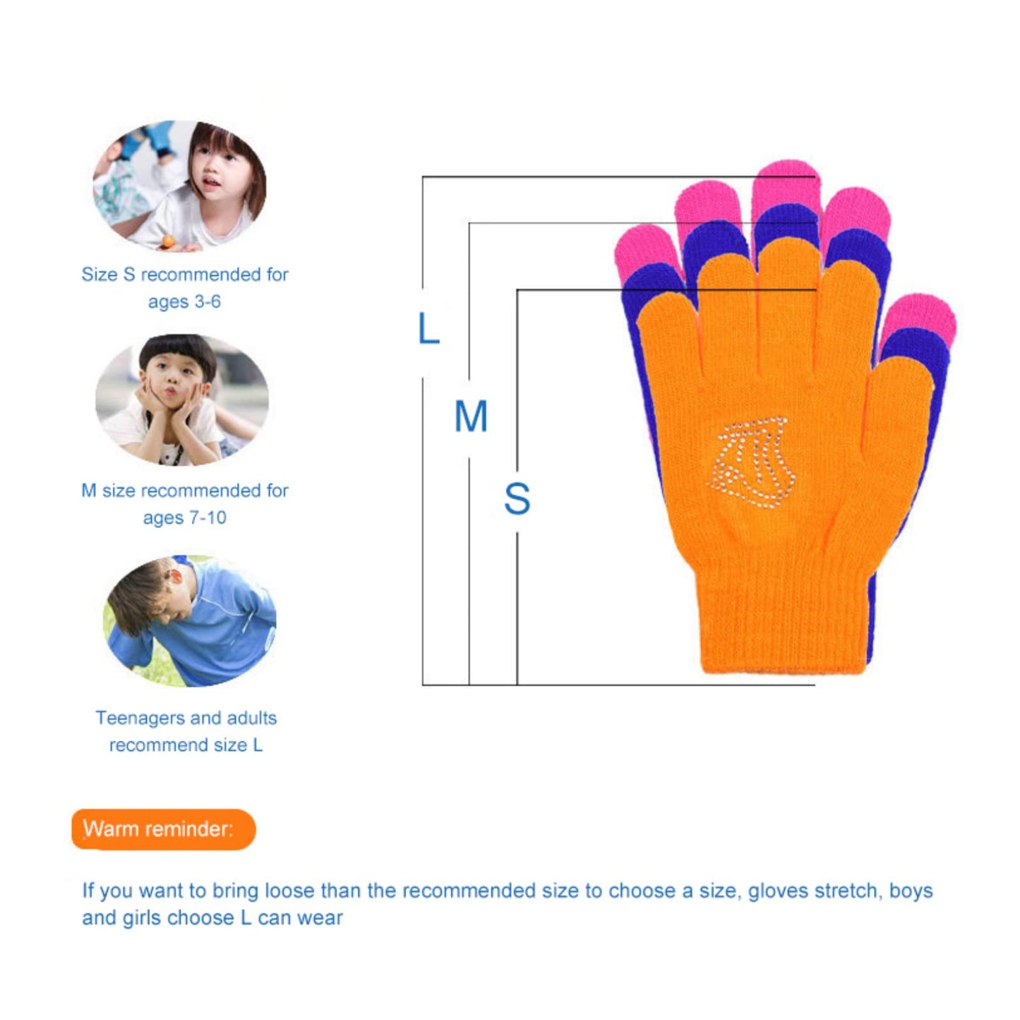 Warm Figure Skating Gloves with Rhinestones – Kids & Young Girls