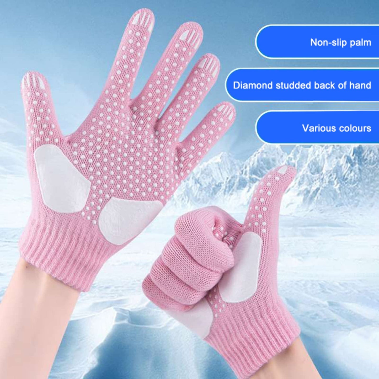 Warm Figure Skating Gloves with Rhinestones – Kids & Young Girls
